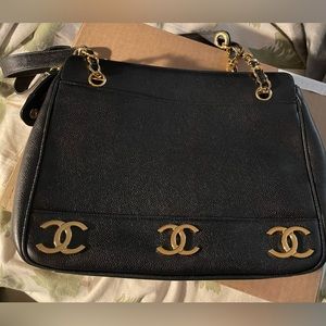 Triple CC Caviar Leather Shoulder